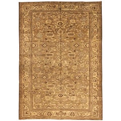 Tapis de sol Persan Malayer - Laine Brown Ivoire Taupe 73255