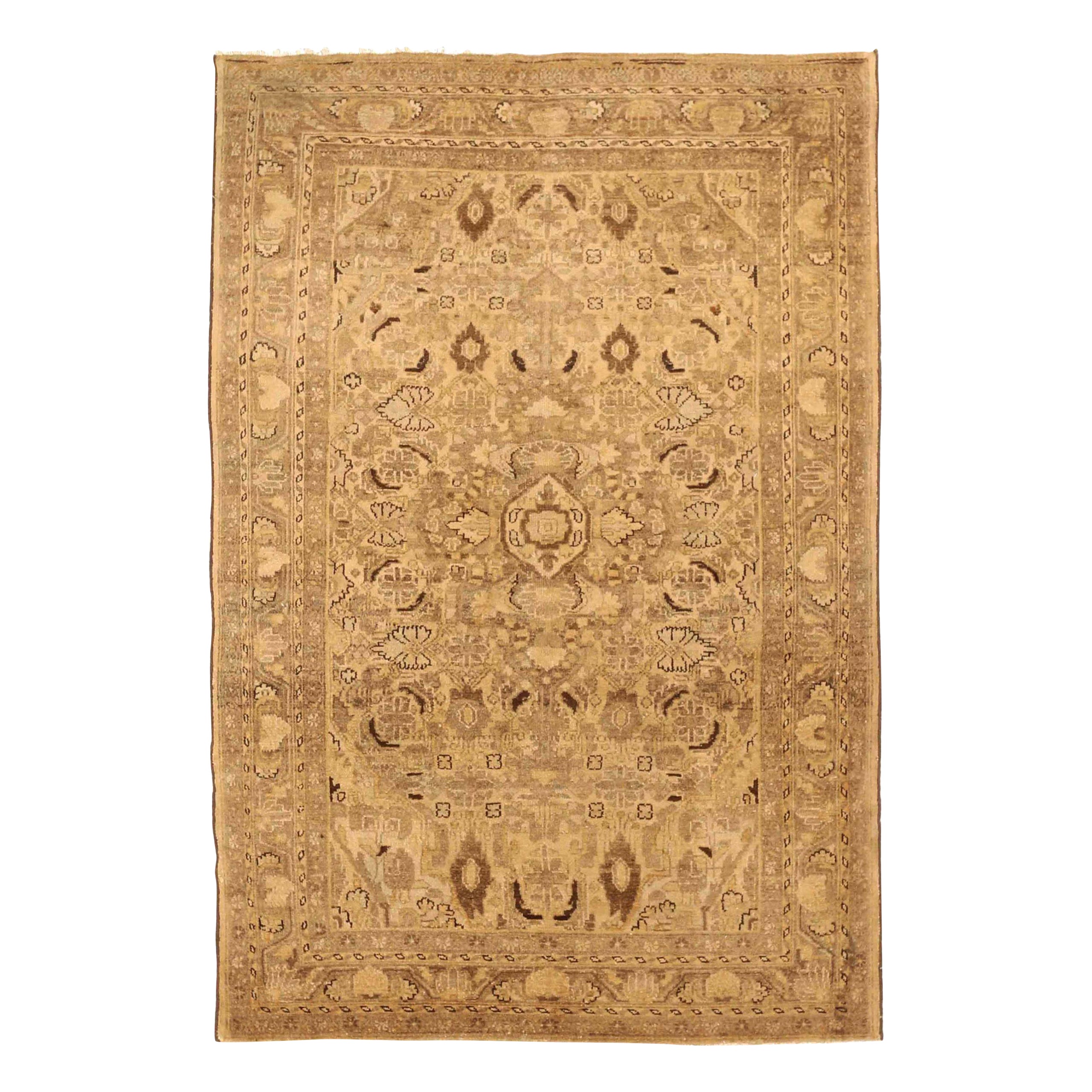 Persian Hamadan Small Rug - Wool Brown Ivory Taupe 73274