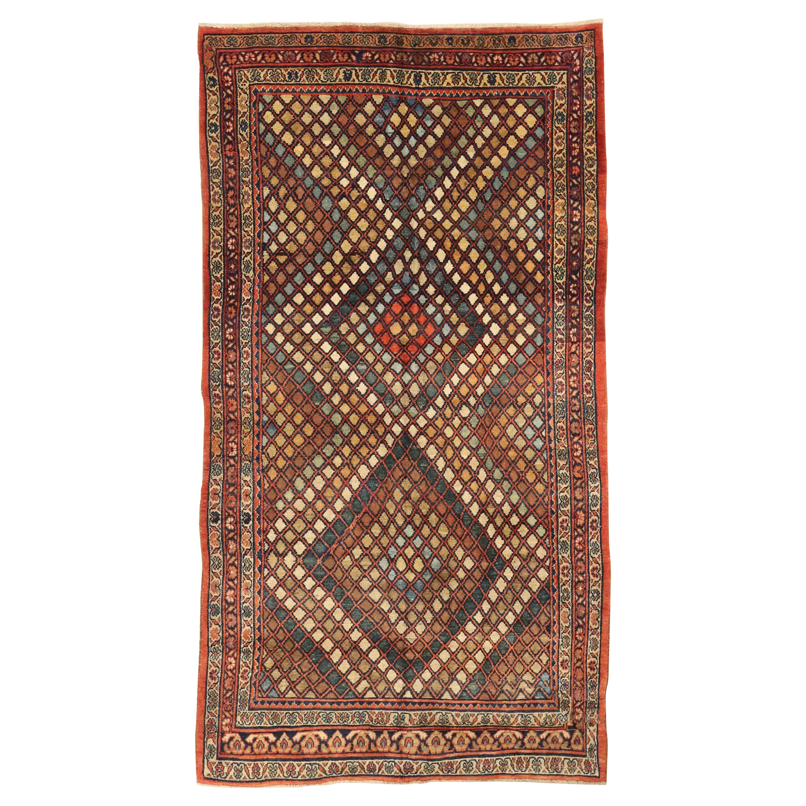 Petit tapis persan Lilian - Laine bleu rouge jaune 73241