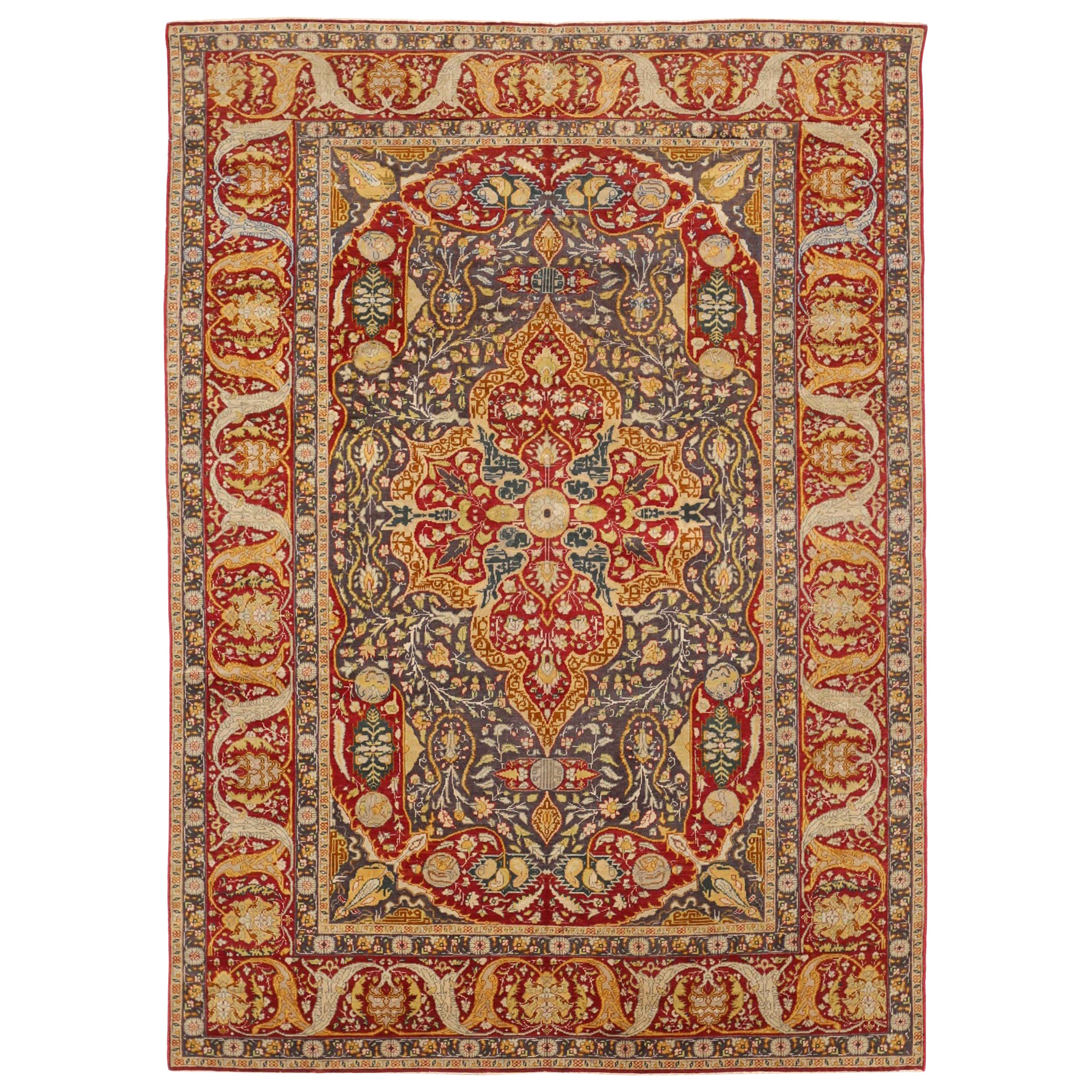 Afghanistan Sivas Small Rug Circa 1940 - Wool Brown Red Yellow 73277 For Sale