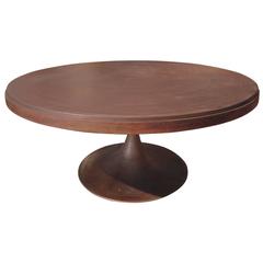 Tulip Shaped Coffee Table with Copper and Rosewood by Heinz Lilienthal