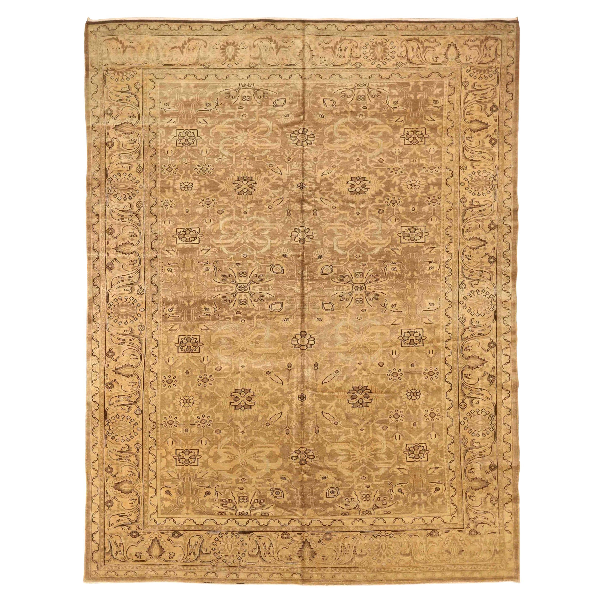 Tapis de sol Persan Malayer - Laine Brown Ivoire Taupe 73279