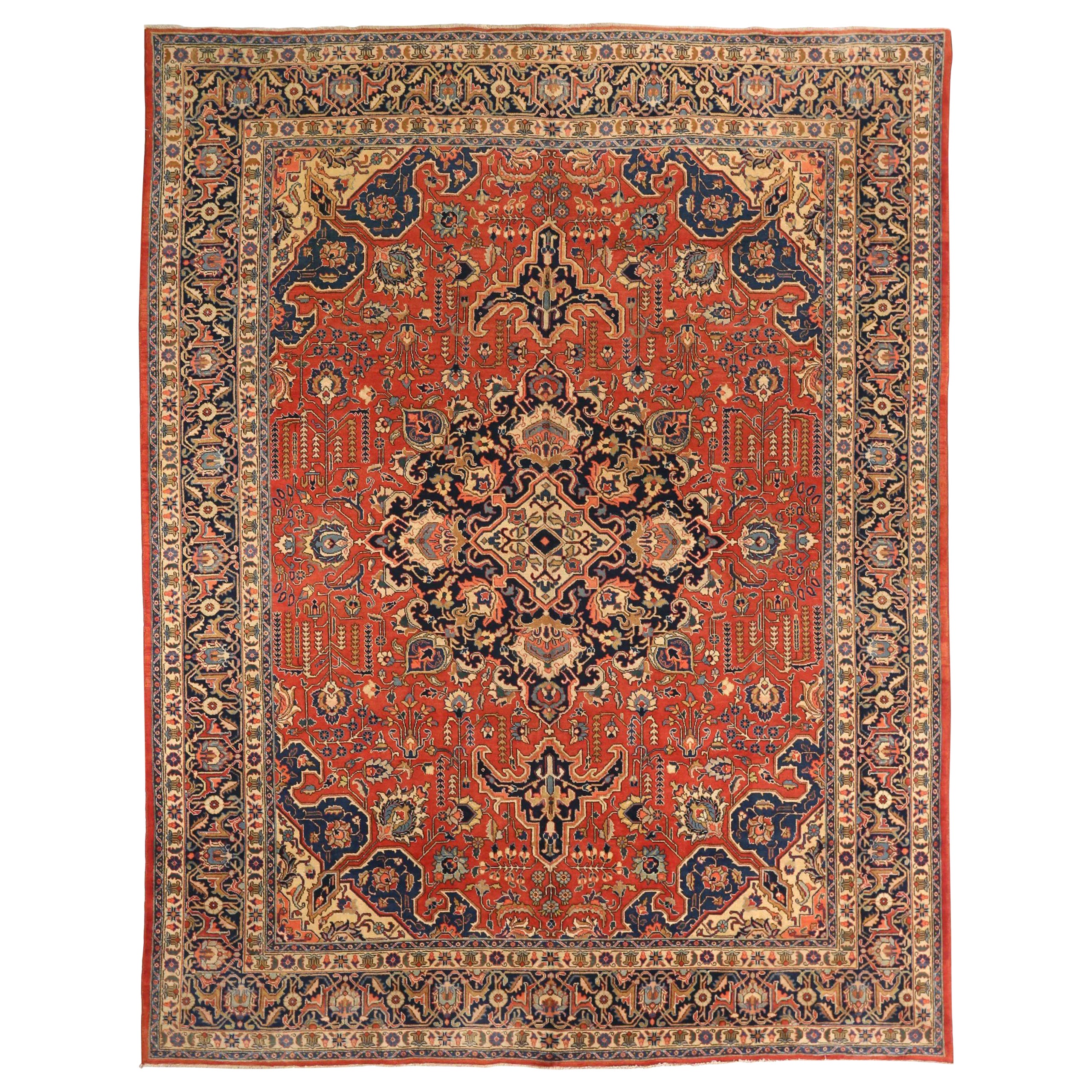 Alfombras Persas Tabriz - Lana Marfil Azul Marino Rojo 73308