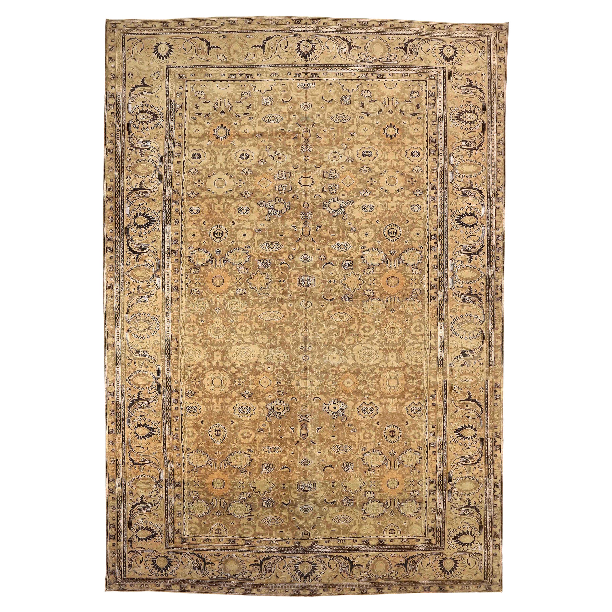 Tapis de sol Persan Malayer - Laine Brown Ivoire Taupe 73282