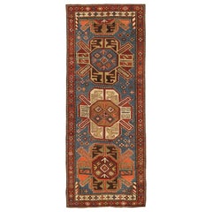 Petit tapis russe Karabagh - Laine bleu ivoire rouge 73290