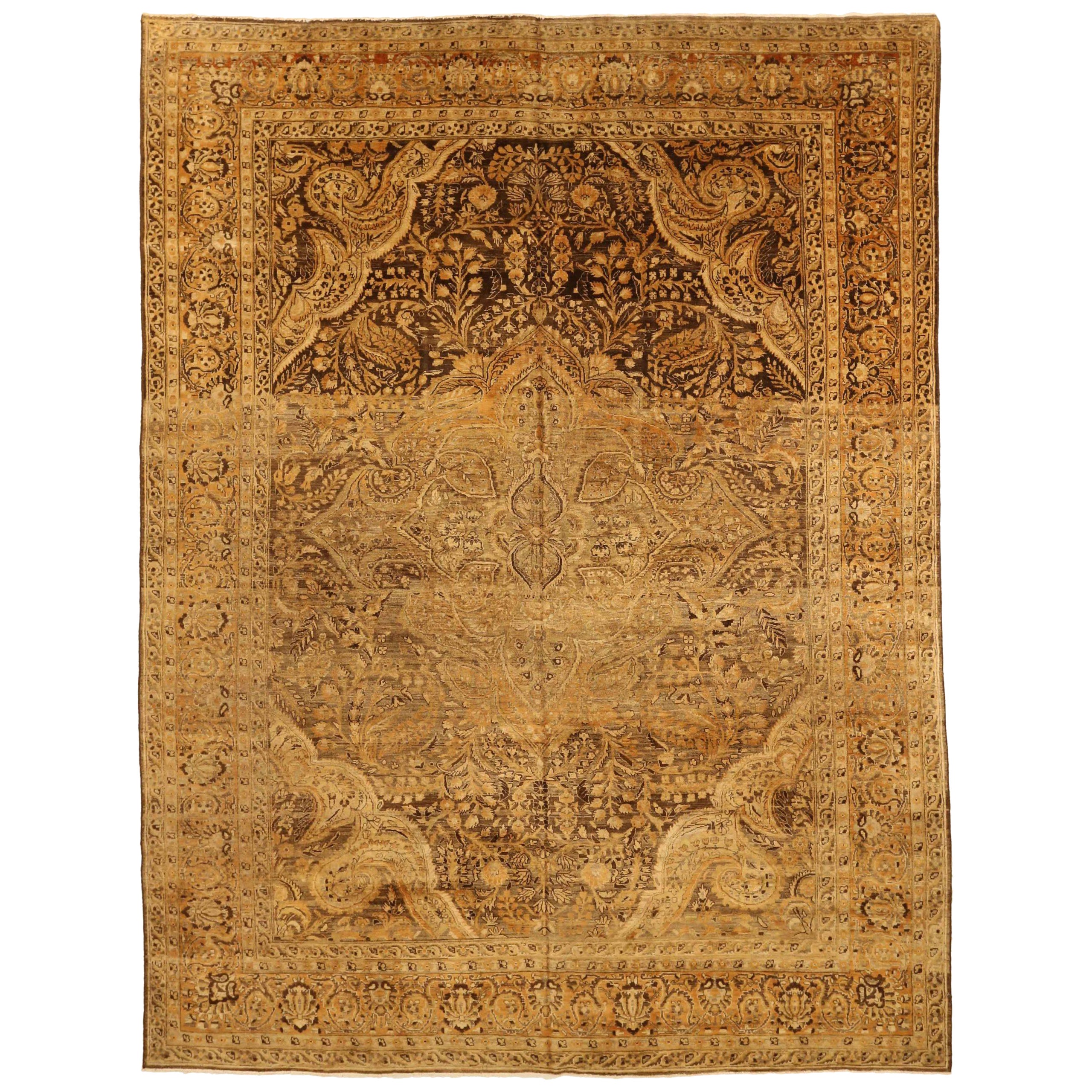 Tappeti persiani Farahan Circa 1880 - Lana Marrone Avorio Giallo 73410