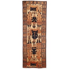 Tapis persans Gabbeh - Laine ivoire bleu marine bleu rose 73369