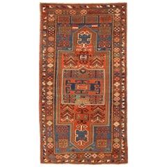 Russischer Kazak-Teppich aus Wolle in Blau, Elfenbein und Rot 73470
