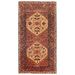 Persian Bijar Small Rug - Wool Navy Blue Red Yellow 73498