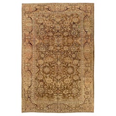 Tapis de sol Persan Malayer - Laine Brown Ivoire Taupe 73506