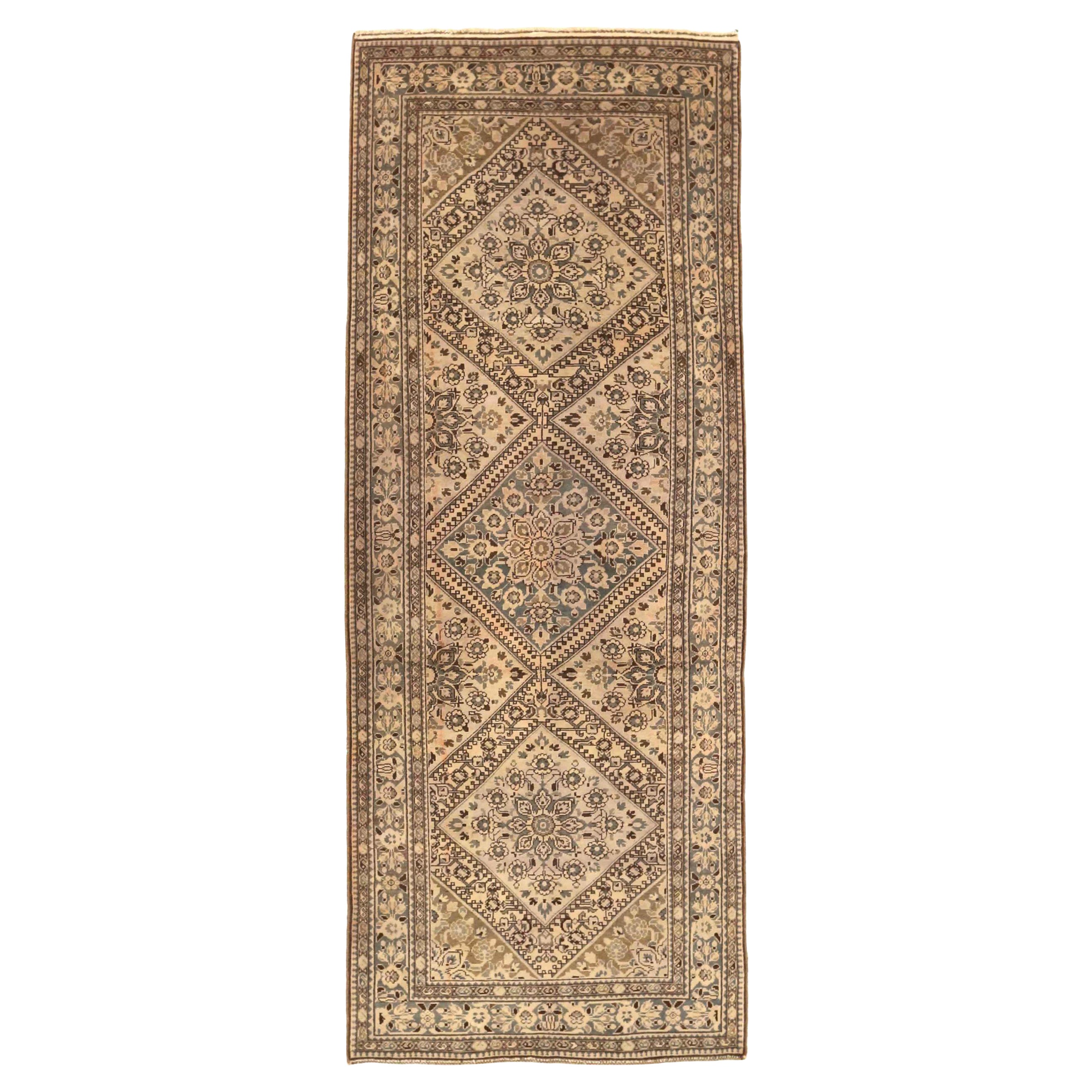 Tapis de sol Persan Malayer - Laine Brown Gray Ivory 73514