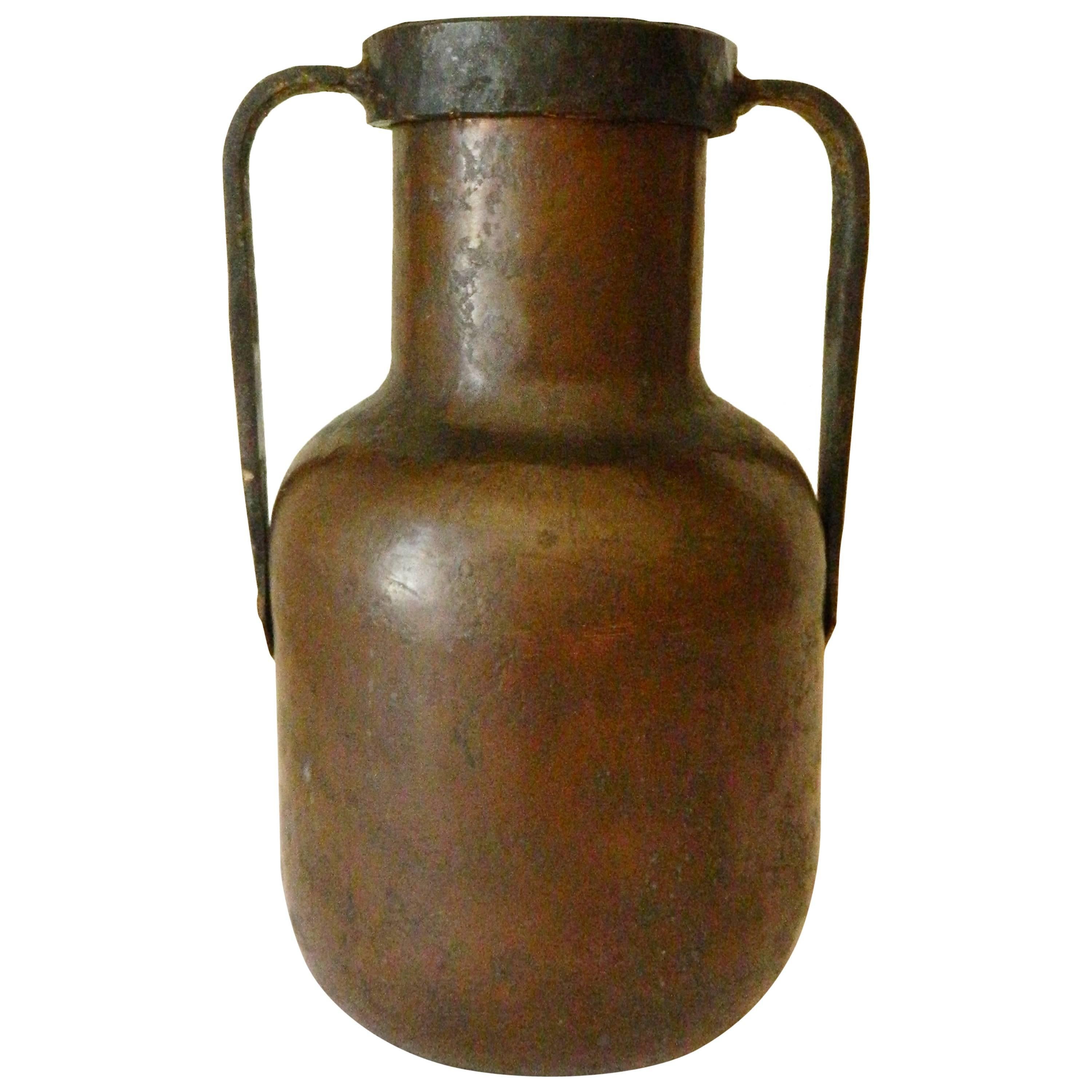 Arts and Crafts American Copper and Iron Vase For Sale