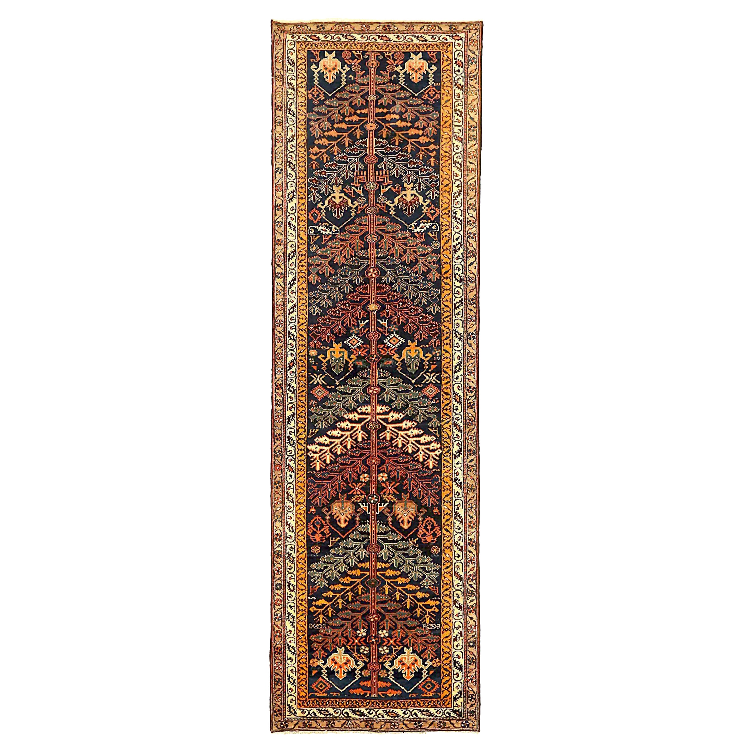 Persischer Malayer Läufer Teppich - Wolle Grün Rot Gelb 73560
