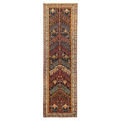 Vintage Persian Malayer Runner Rug - Wool Green Red Yellow 73560