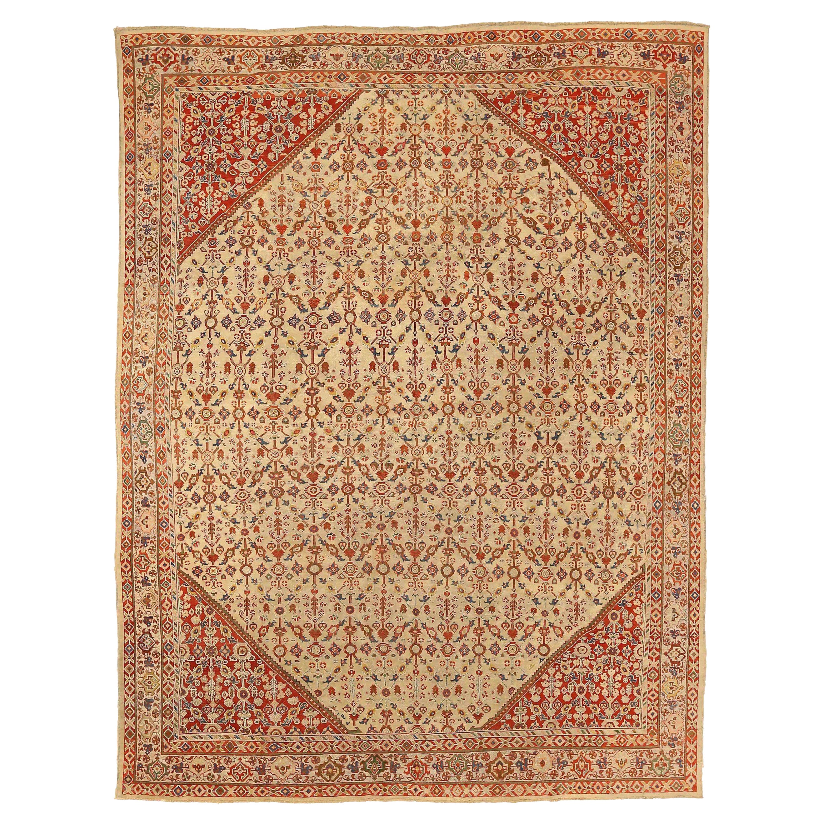 Persische Sultanabad-Teppiche Circa 1880 - Wolle Elfenbeinrot 73531