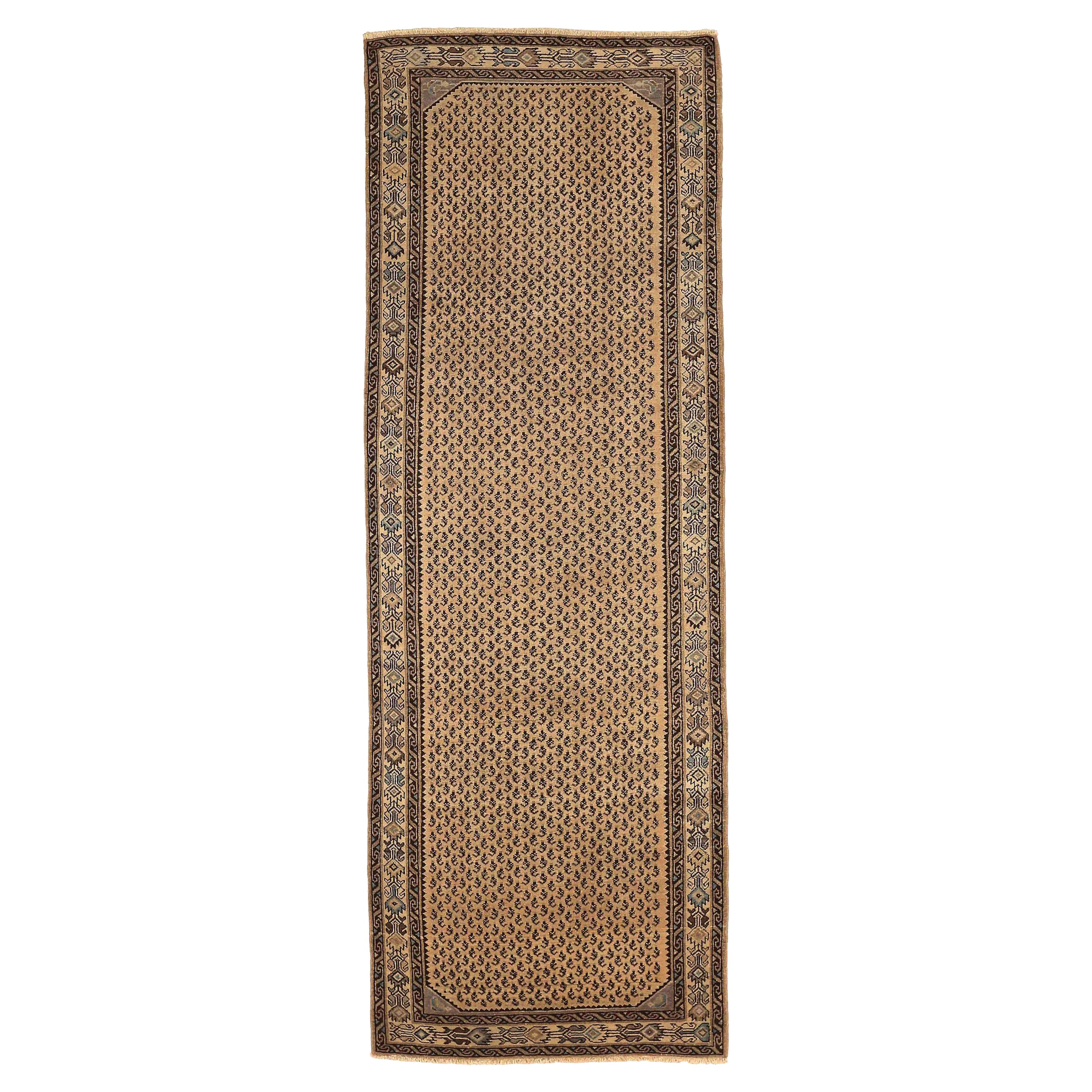 Persian Hamadan Small Rug - Wool Brown Ivory 73582