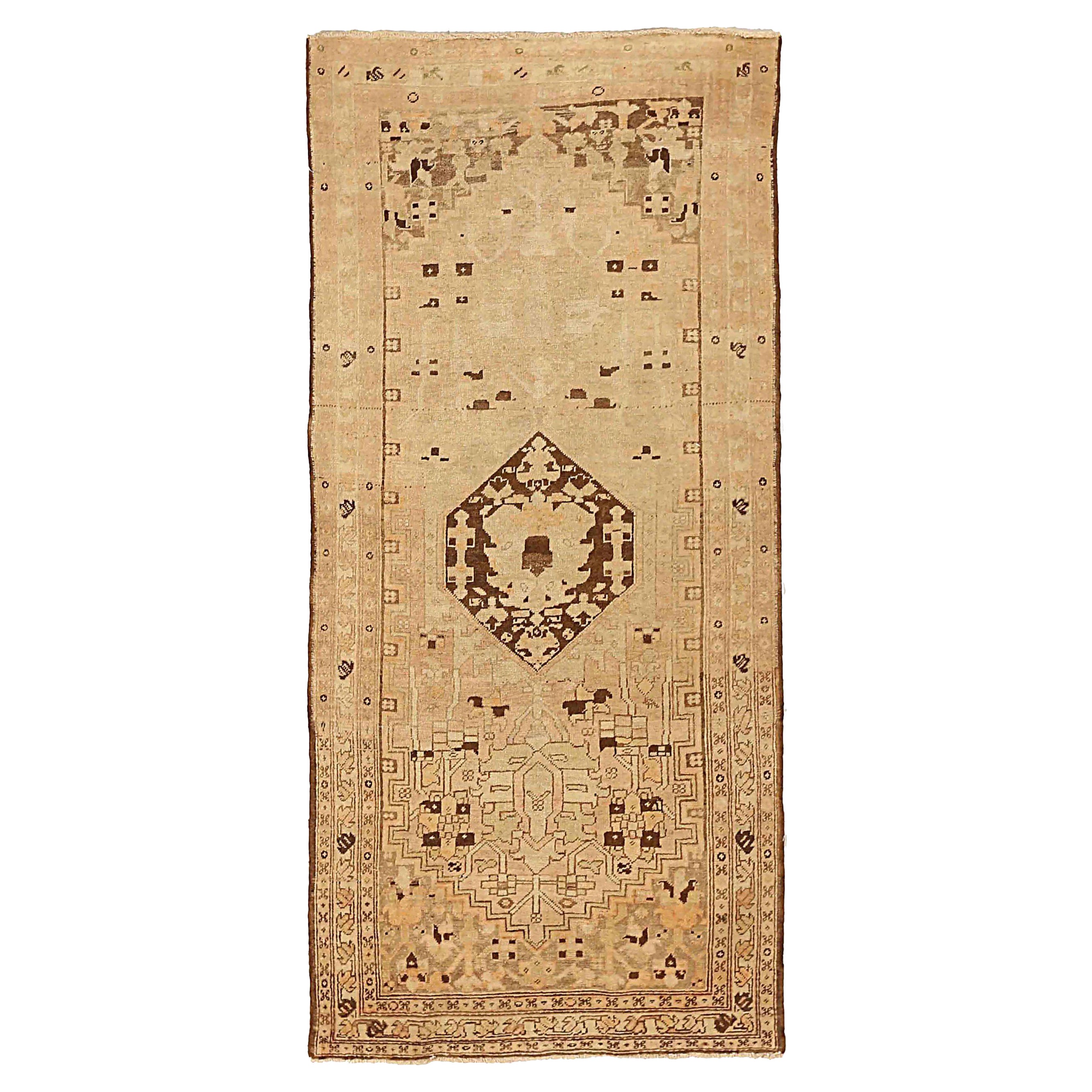 Alfombra Persa Heriz Pequeña - Lana Marrón Marfil Topo 73630 en venta