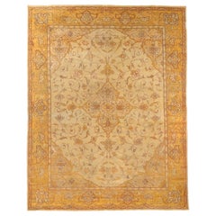 Tapis d'Agra d'Inde datant d'environ 1910 - Laine ivoire jaune et jaune 73634