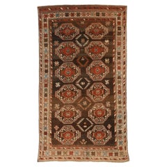 Petit tapis persan Varamin Circa 1910 - Laine Brown Ivoire Rouge 73656