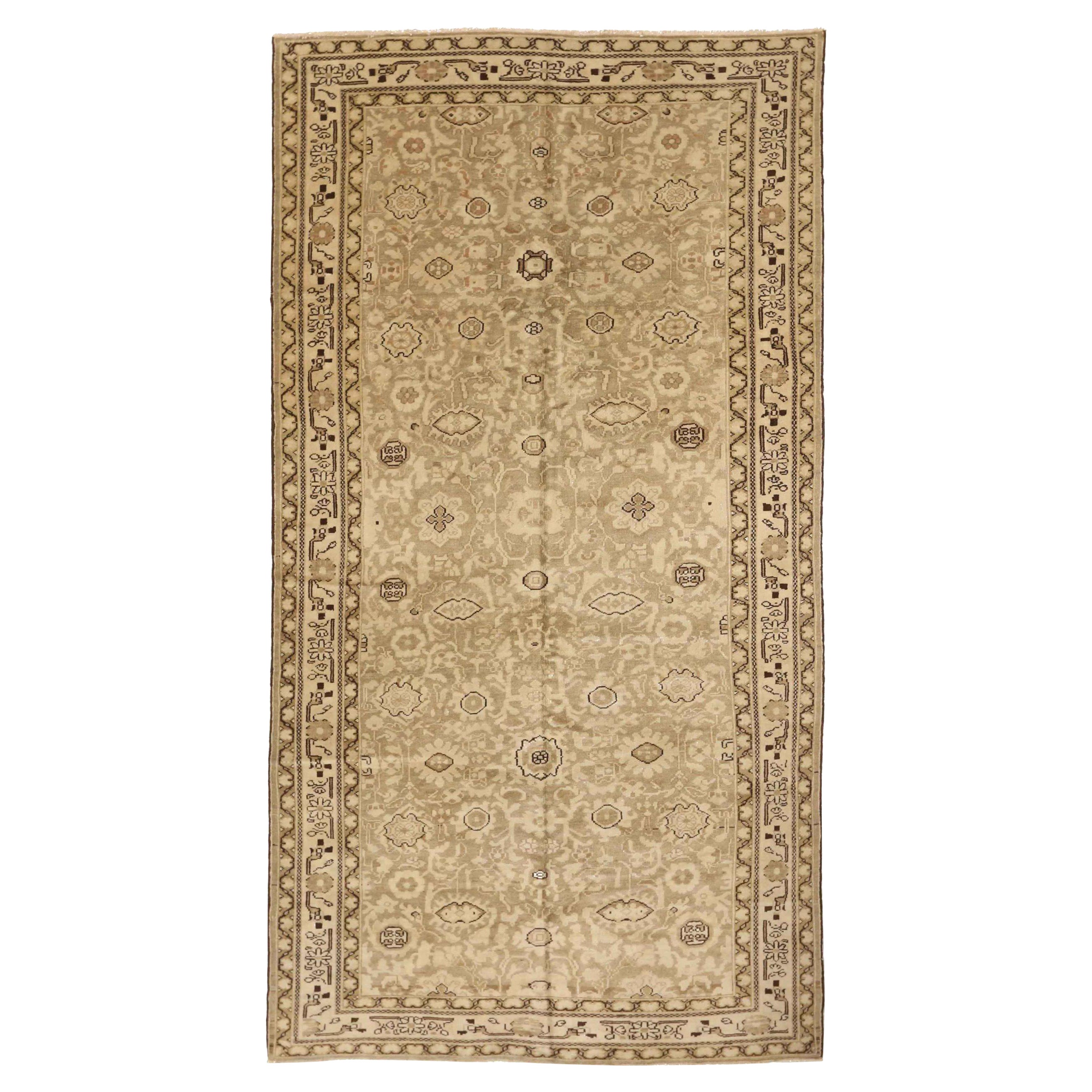 Tapis persans Malayer - Laine ivoire taupe 73663 en vente