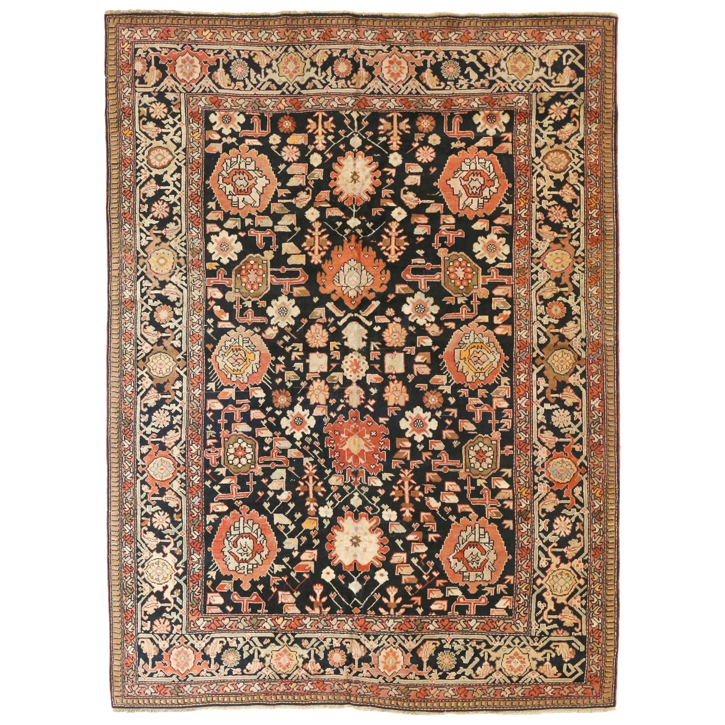 Russian Karabagh Small Rug - Wool Ivory Navy Blue Red 73704