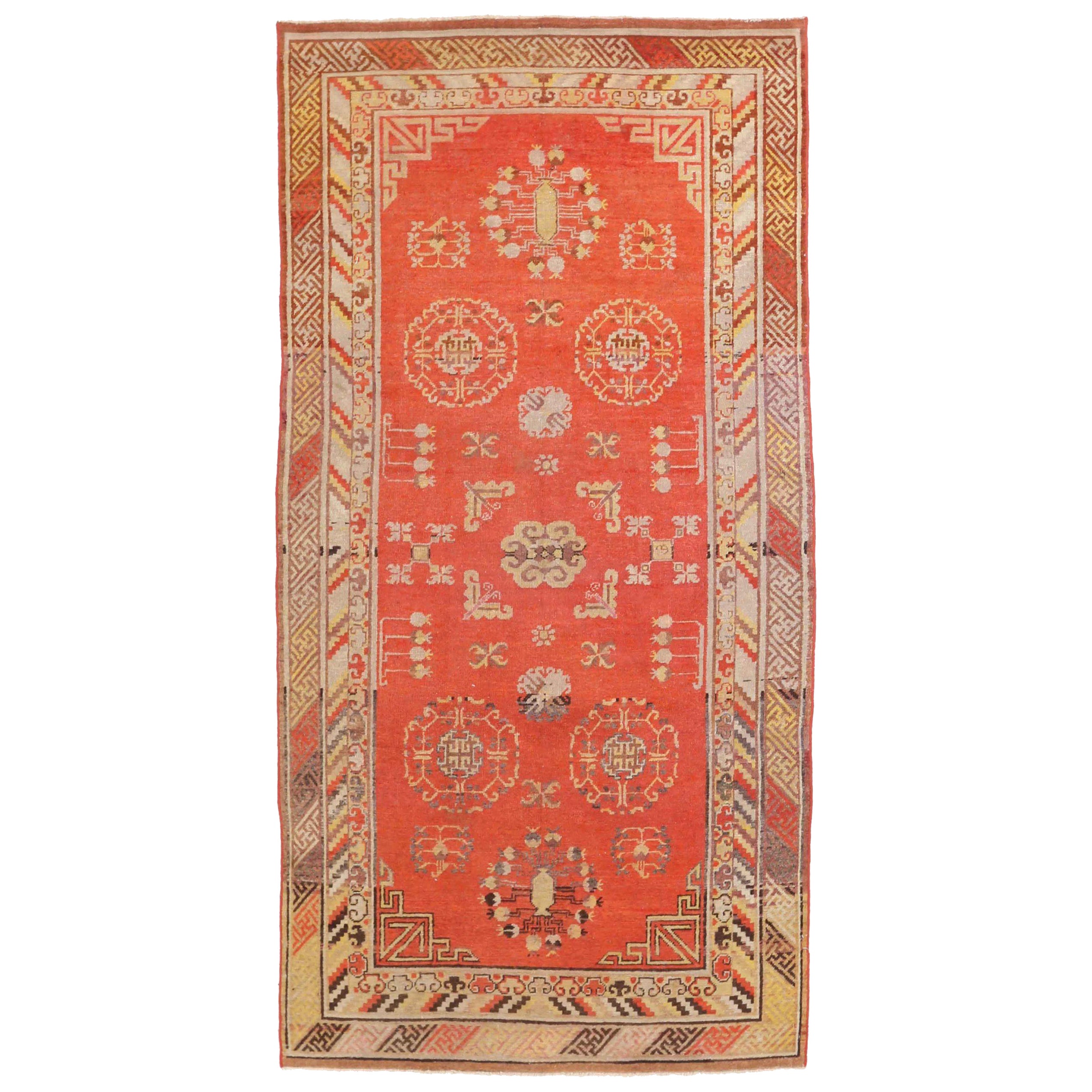 Petit tapis russe Khotan Circa 1910 - Laine Ivoire Rouge Jaune 73705