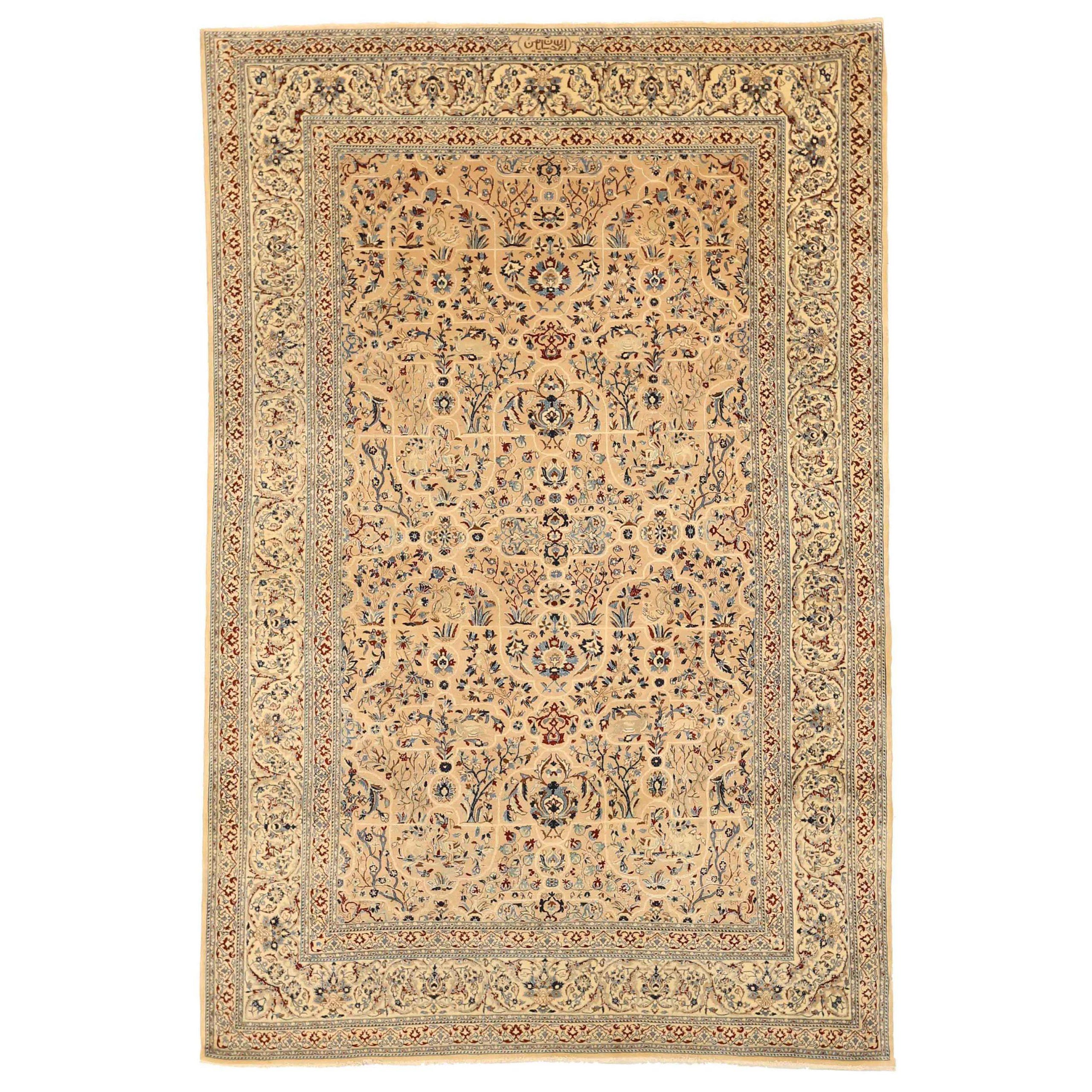 Tappeto persiano Naien piccolo, CIRCA 1910 - Lana Blu Avorio 73673