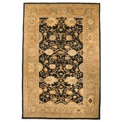 Tapis Persan Sultanabad Circa 1990 - Laine Noir Ivoire Taupe 73690