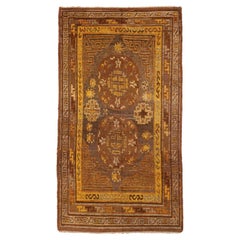 Petit tapis russe Khotan Circa 1910 - Laine Brown Yellow 73804