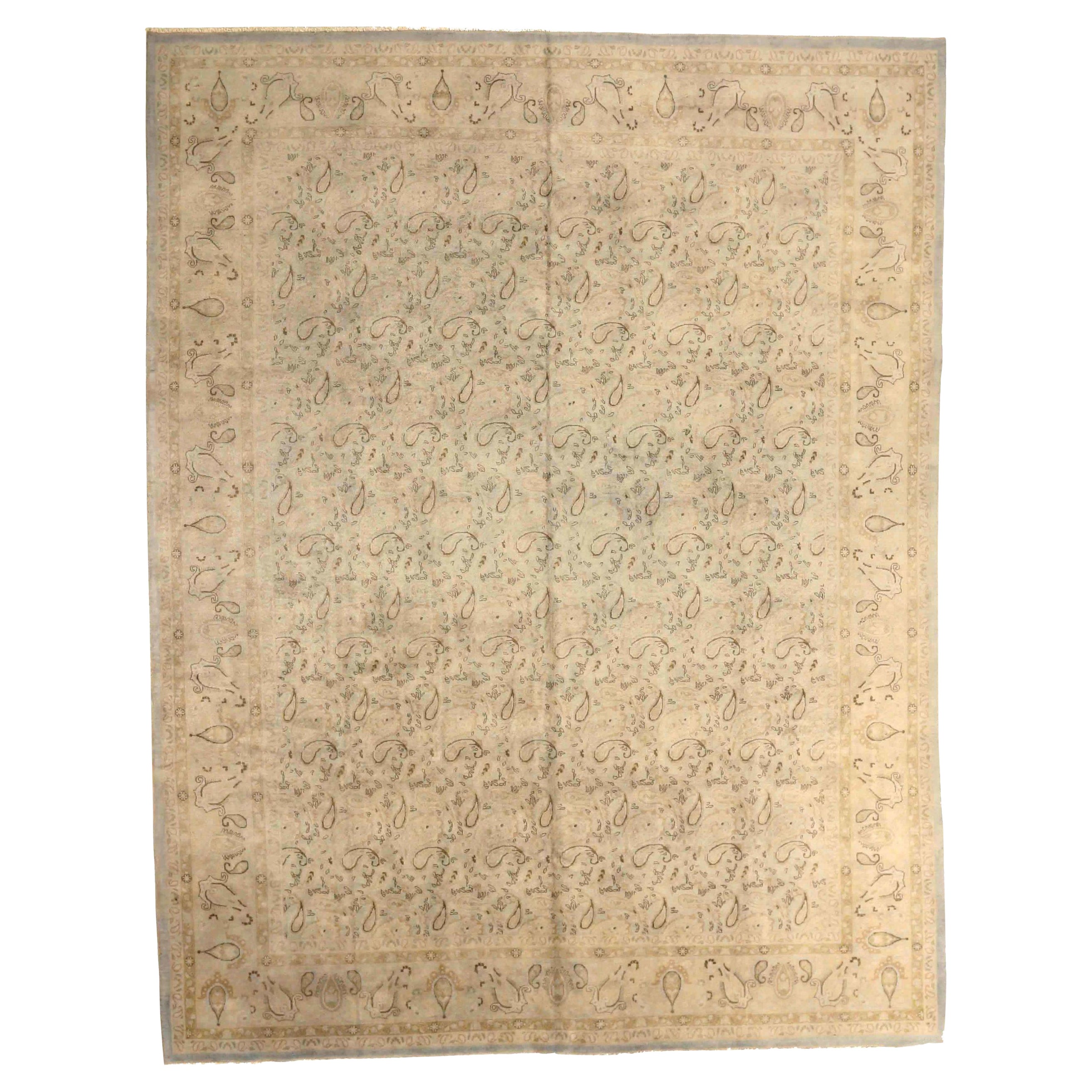 Tapis persan Mashad Circa 1910 - Laine Brown Ivory 73773