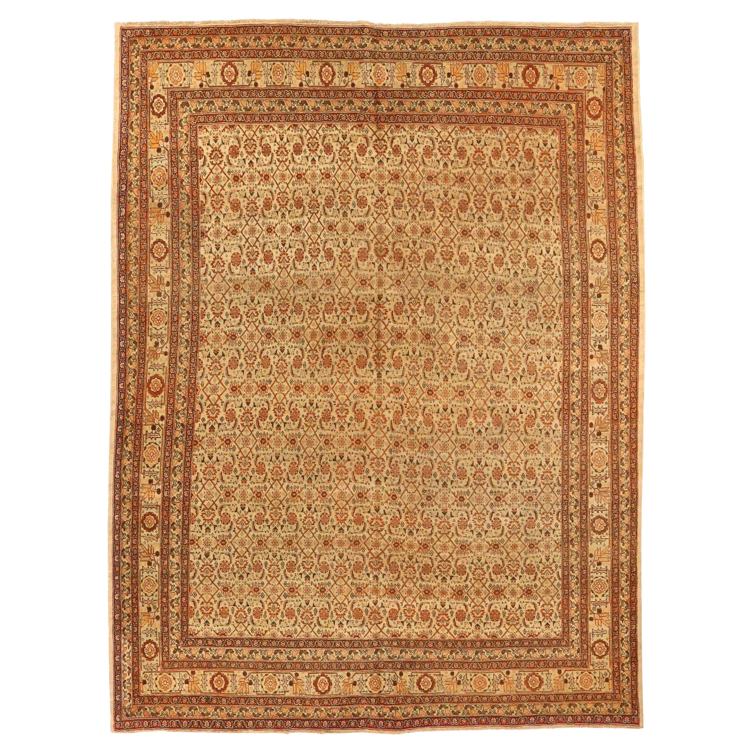 Persische Täbris-Teppiche um 1880 - Wolle Elfenbein Rot 73794