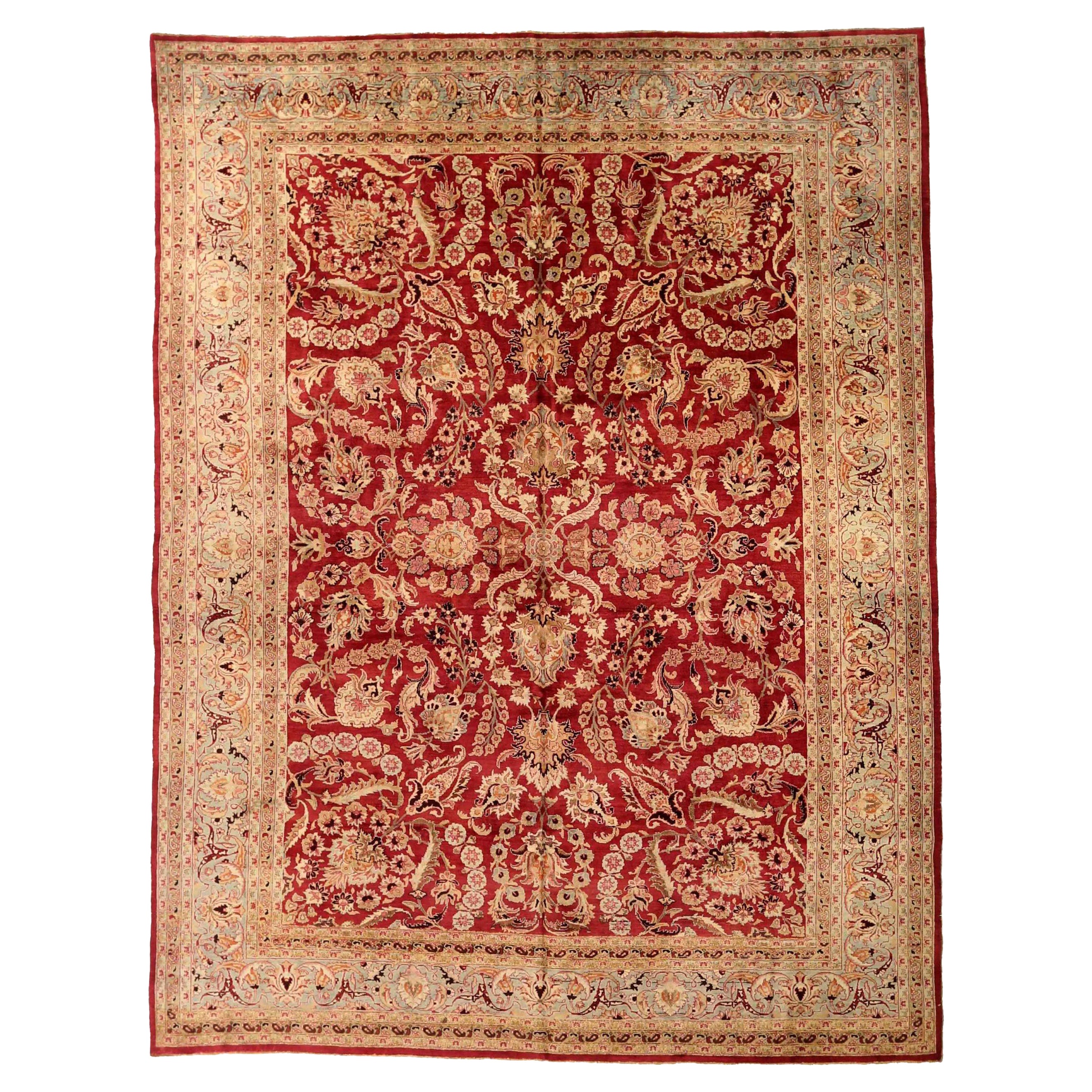 Tapis persans Mashad - Laine ivoire rouge 73865