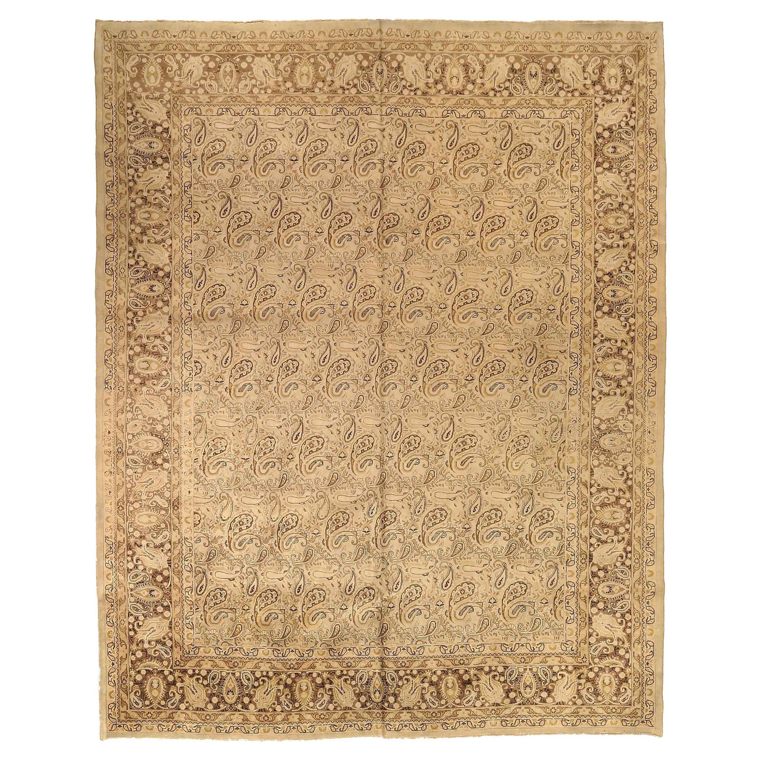 Tapis de sol Persan Kashmir - Laine Brown Ivoire Taupe 73867