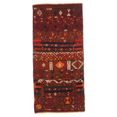 Persian Kilim Small Rug - Wool Black Orange Red 73872