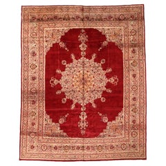 Tapis persan Mashad Circa 1910 - Laine Ivoire Rouge 73863