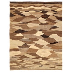 Persian Kilim Area Rugs Circa 1990 - Wool Brown Ivory Taupe 73896
