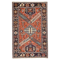 Petit tapis persan Kilim - Laine bleu vert ivoire rouge 73903