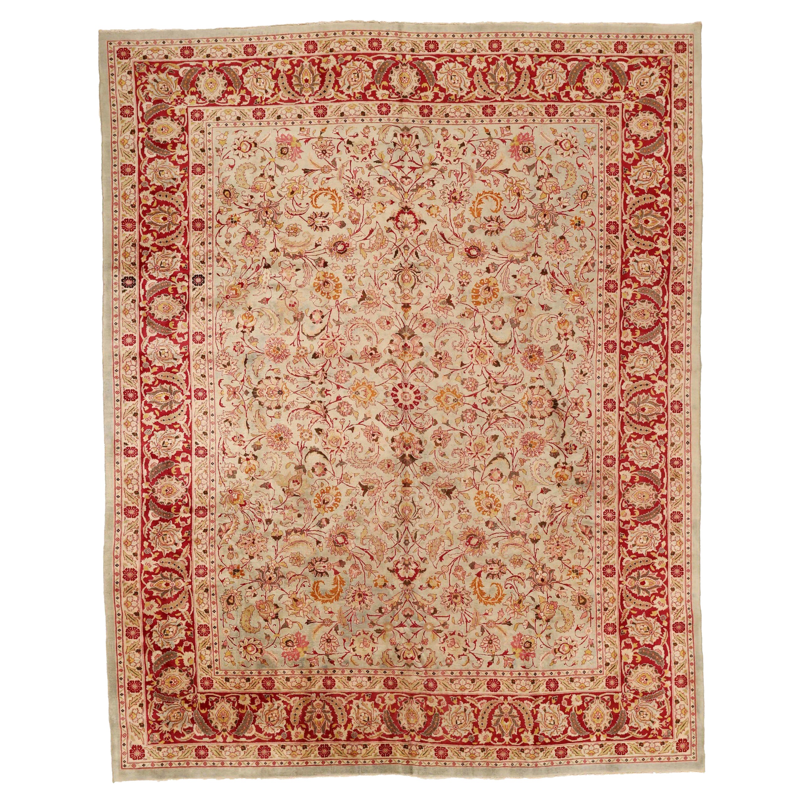 Persian Mashad Area Rugs - Wool Ivory Red Yellow 73909