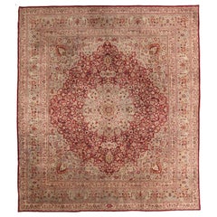 Tapis persans Mashad - Laine ivoire rouge 73910
