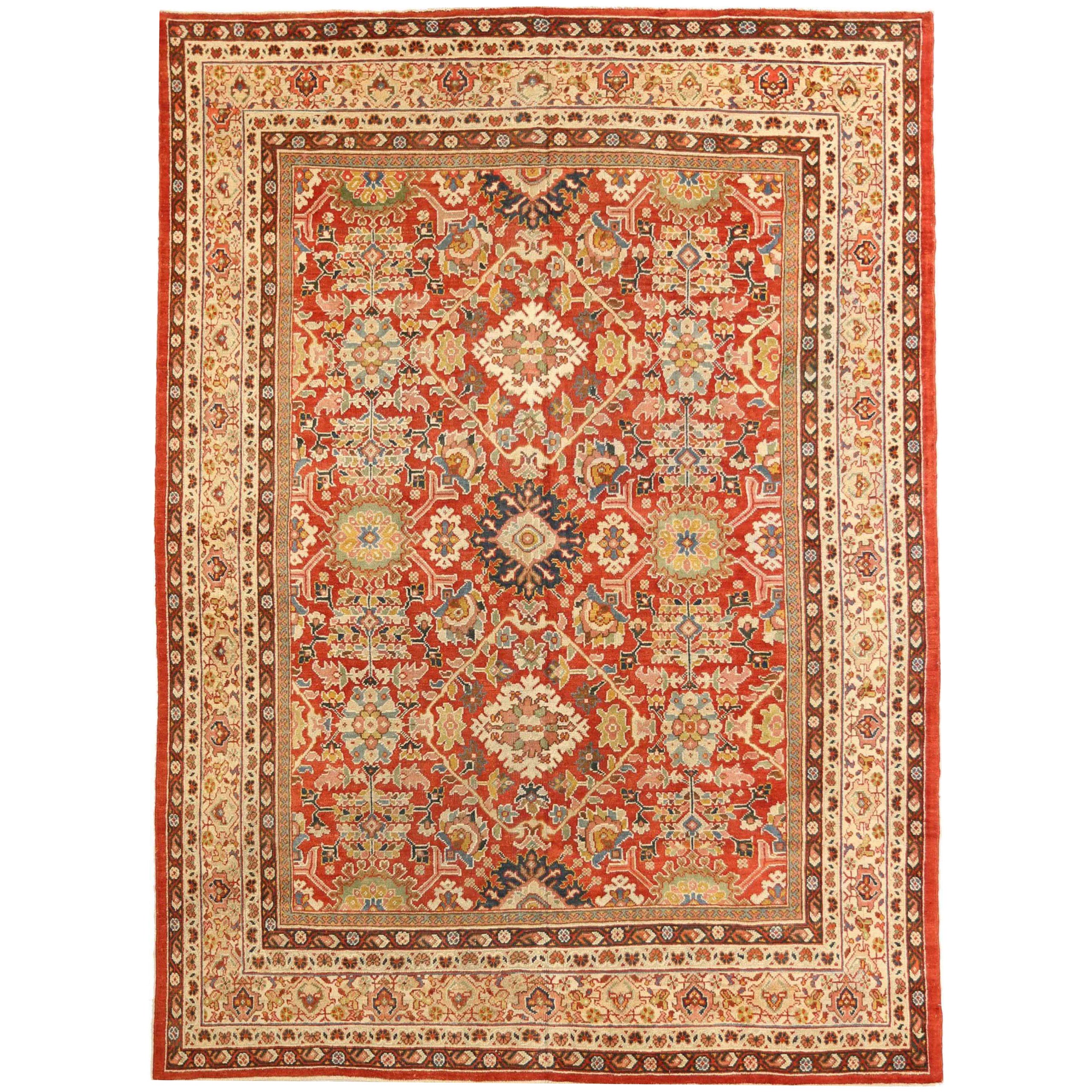 Persian Sultanabad Area Rugs Circa 1880 - Wool Green Ivory Red 73931