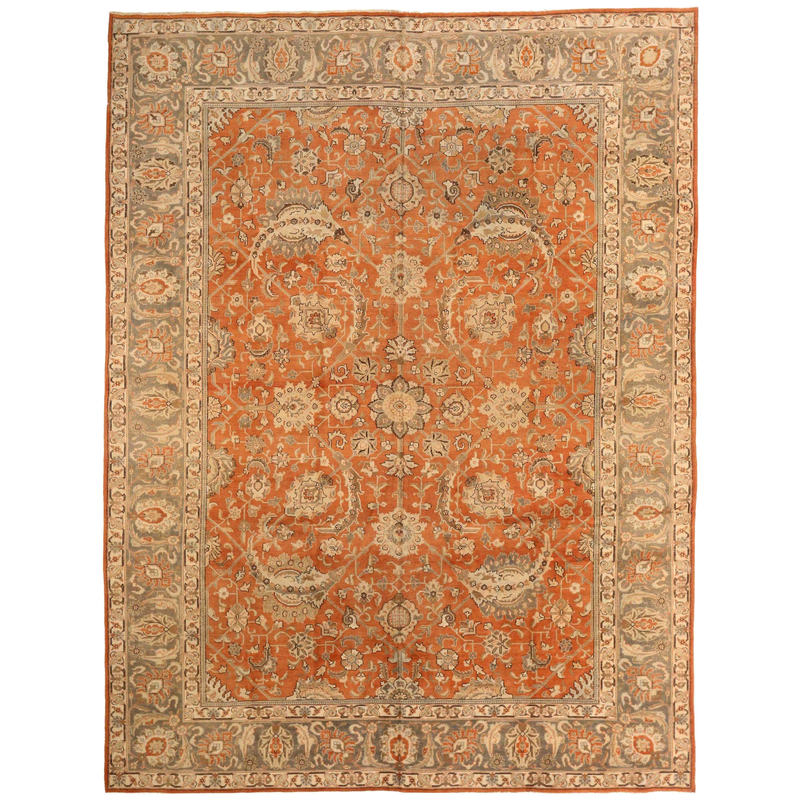 Persische Täbris-Teppiche - Wolle Elfenbein Rot Taupe 73915