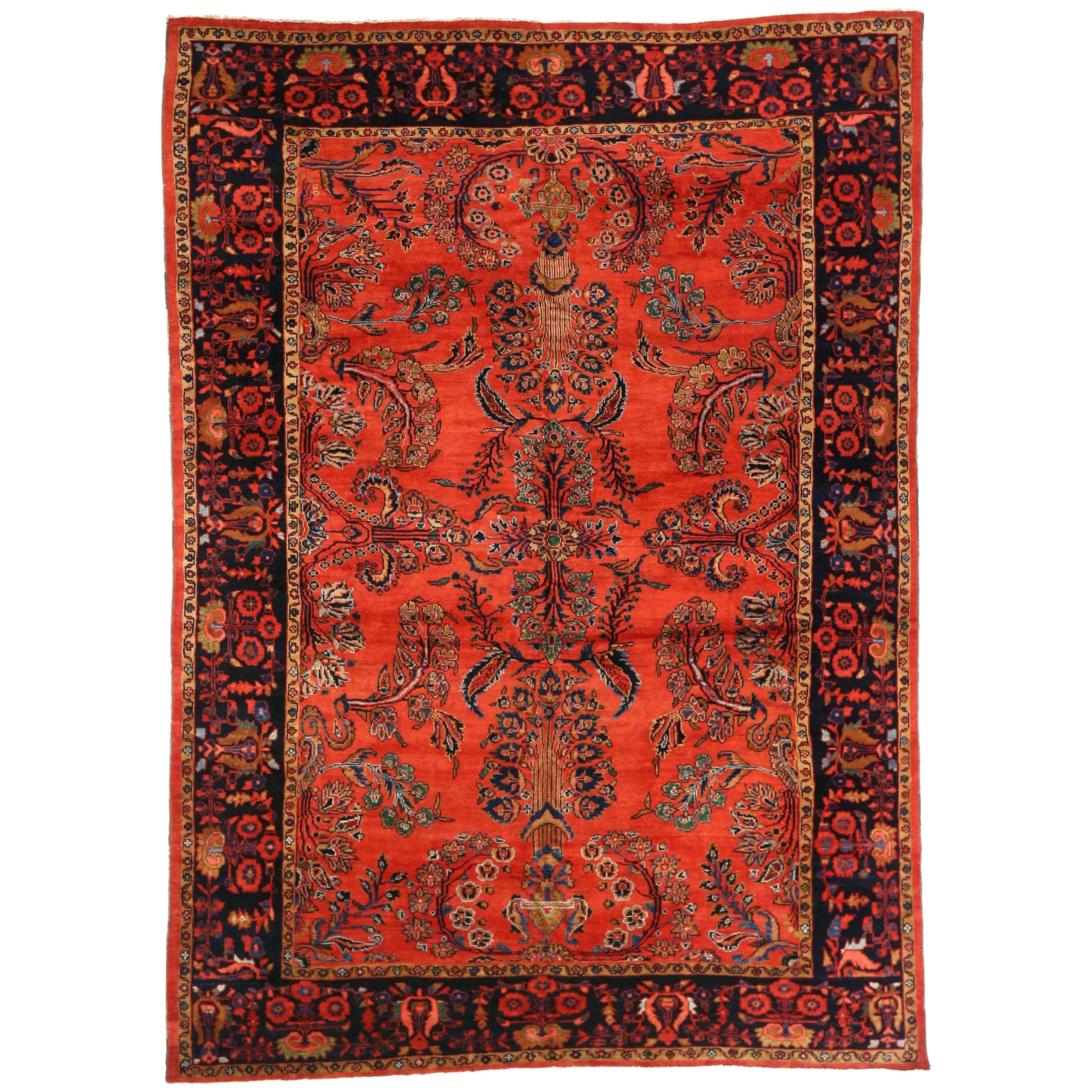 Persian Mahal Area Rugs - Wool Navy Blue Red Yellow 73933