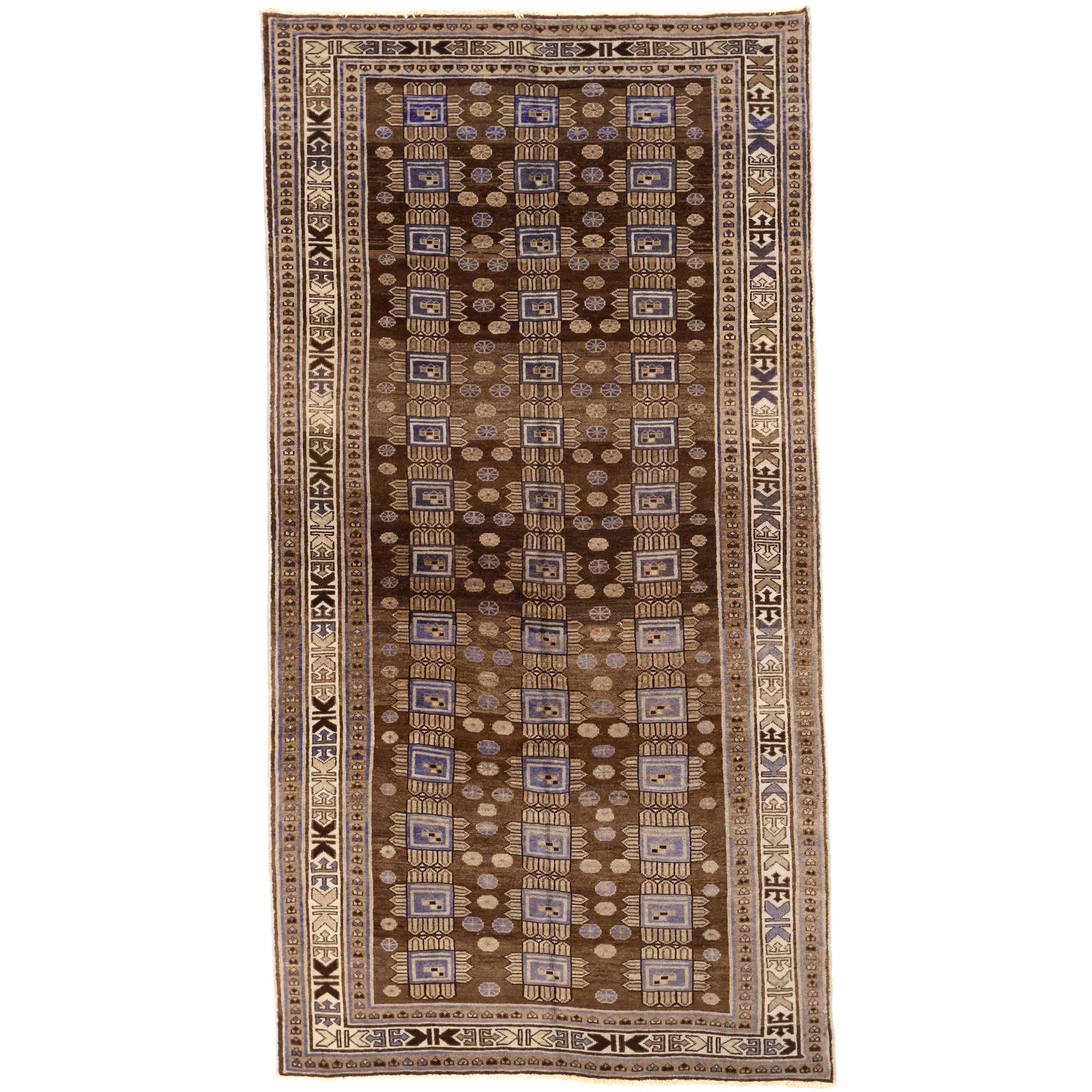 Petit tapis persan Varamin Circa 1910 - Laine Brown Ivoire Purpel 73939