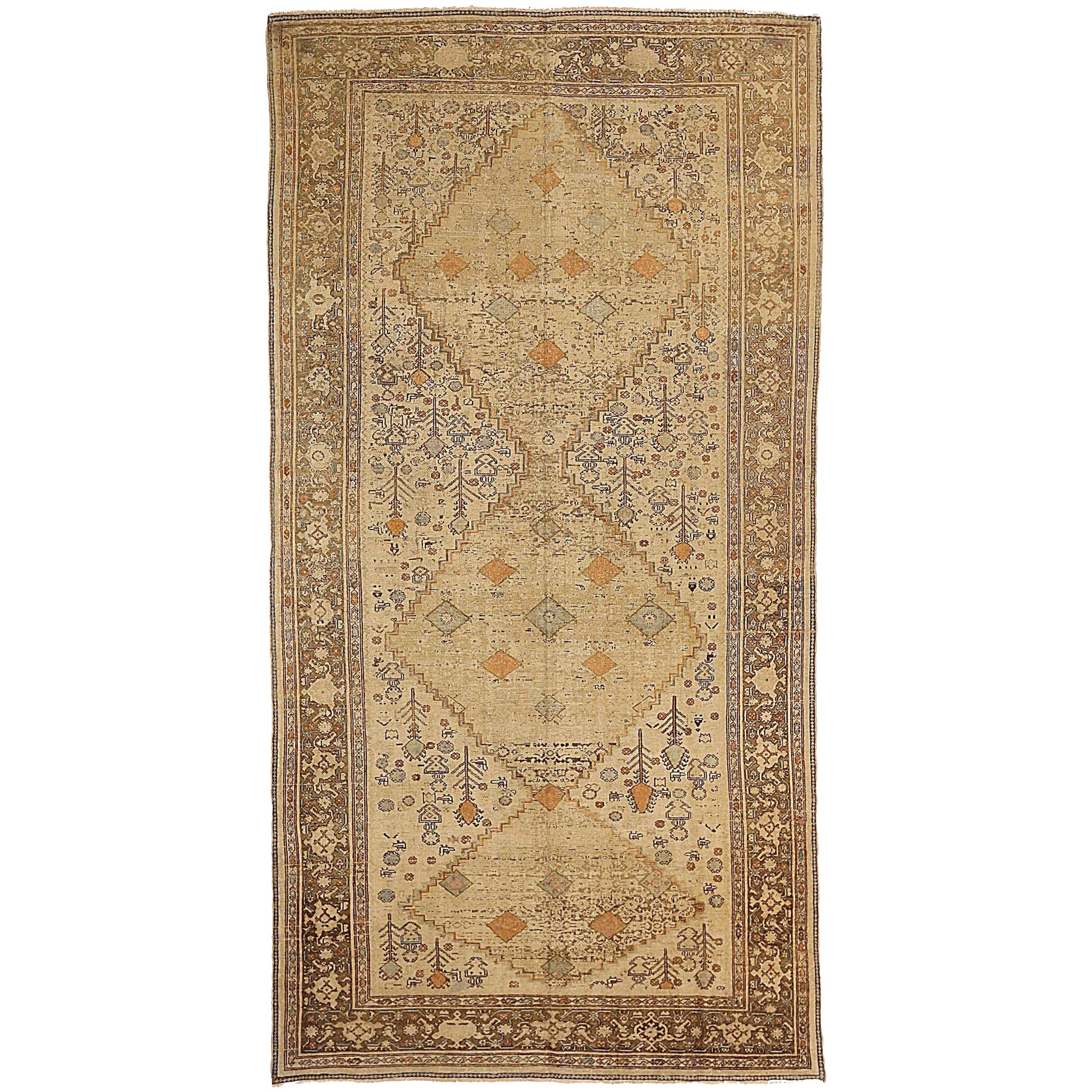 Persische Malayer Teppiche Circa 1880 - Wolle Braun Elfenbein Orange 73923