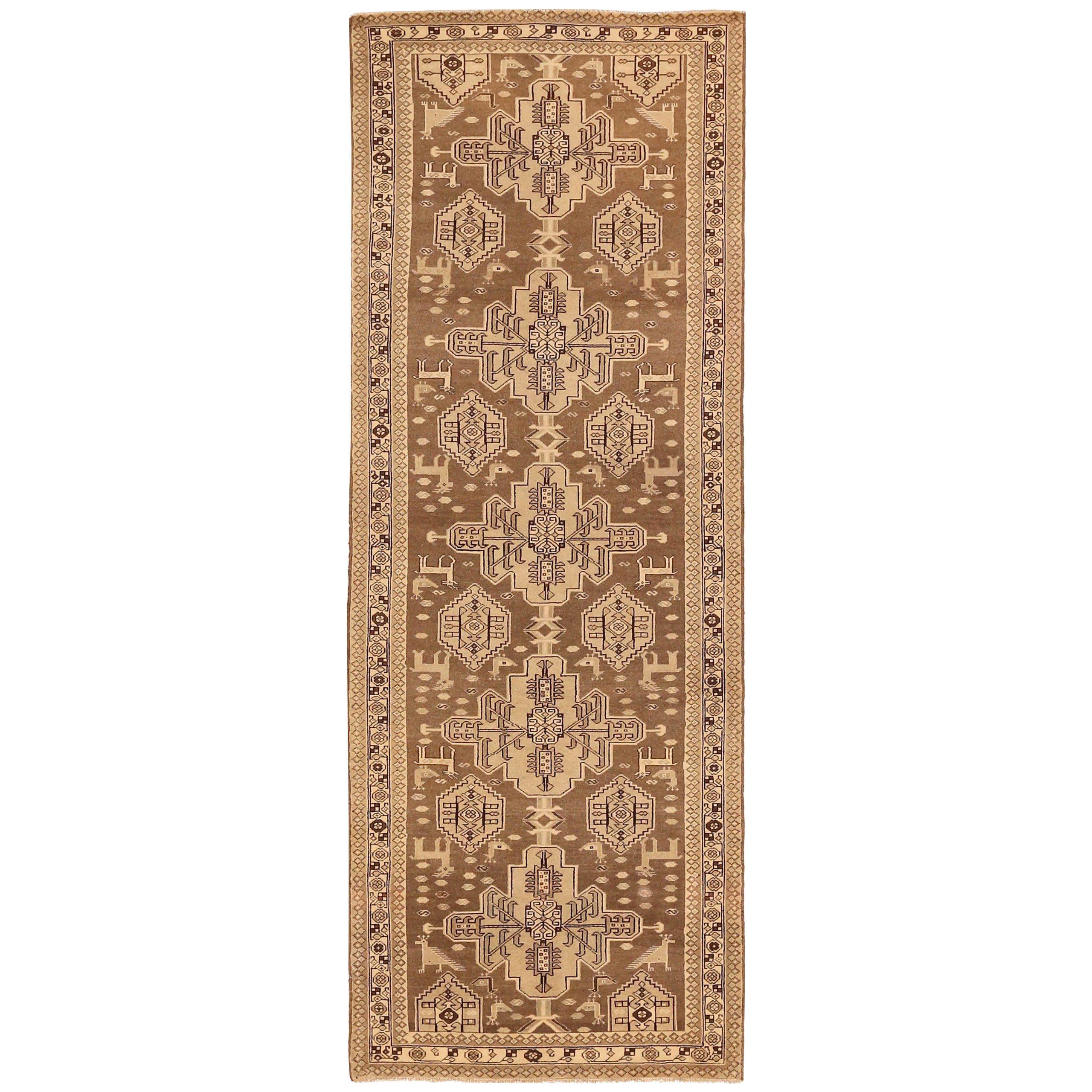 Persian Malayer Runner Rug - Wool Brown Ivory 73956