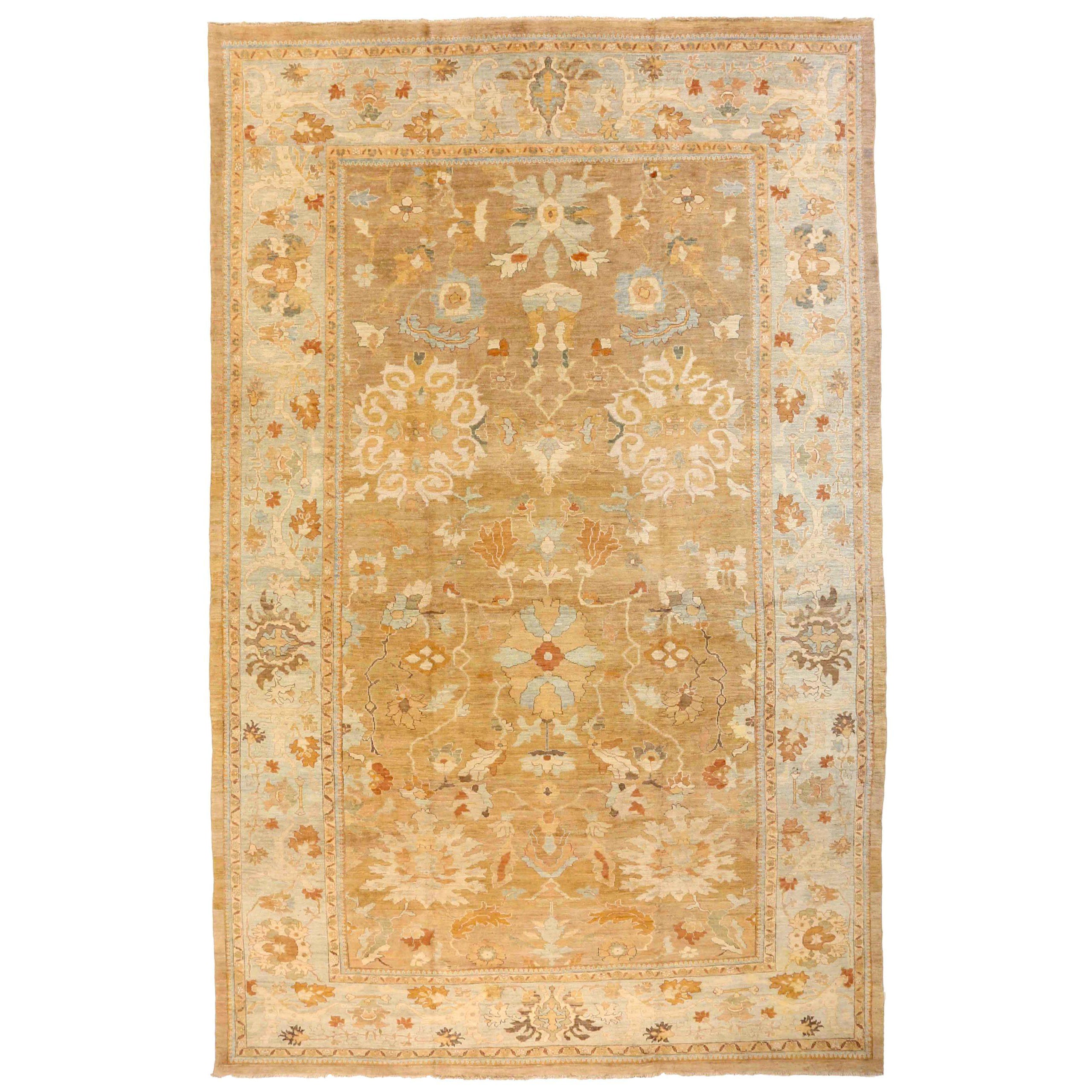 Tappeto persiano Sultanabad Rugs di dimensioni superiori al 1880 - Lana Avorio Rosso Giallo 73960 in vendita