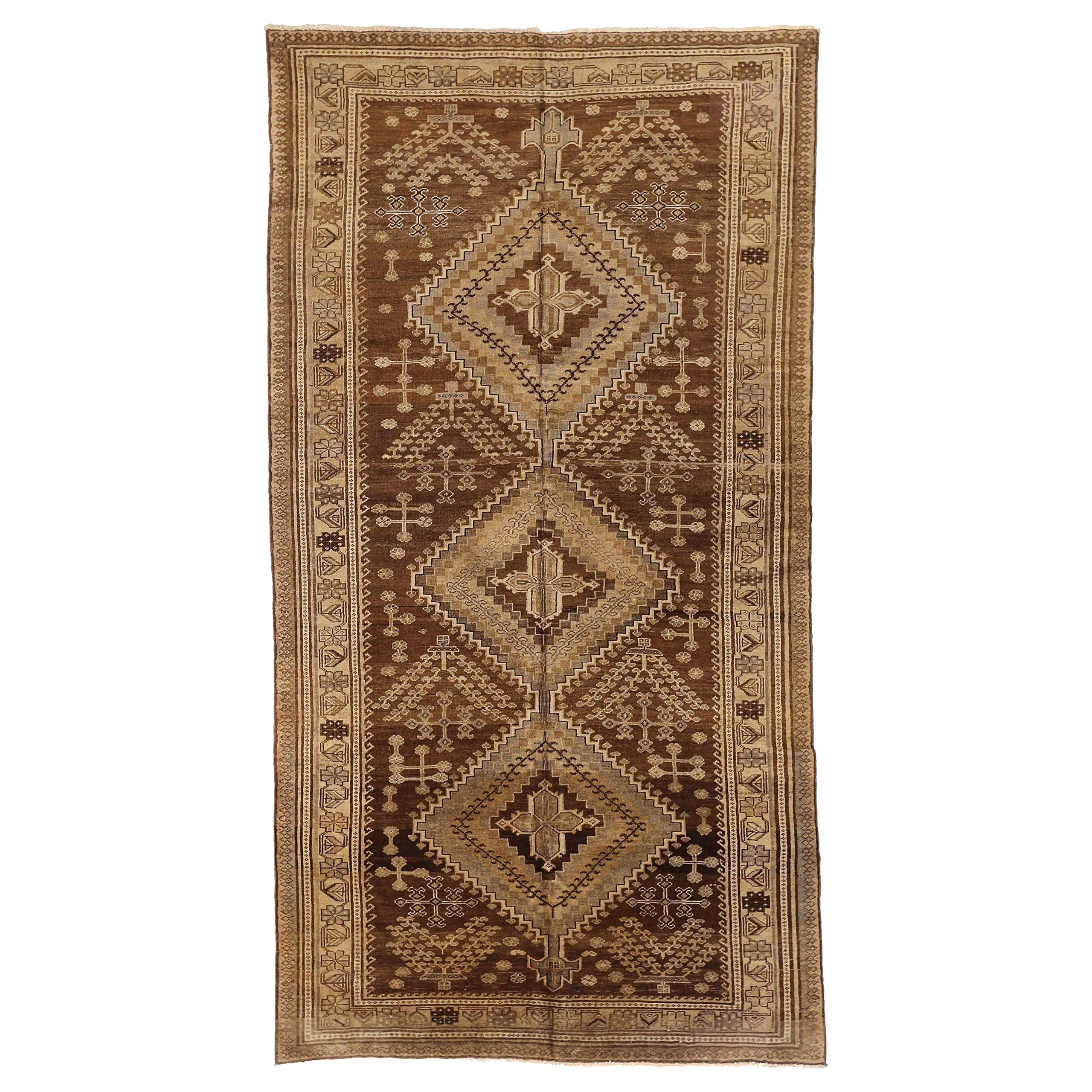 Tappeto persiano Varamin Piccolo Circa 1910 - Lana Marrone Avorio 73985