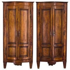 Pair of 18th Century French Country Corner Cabinets