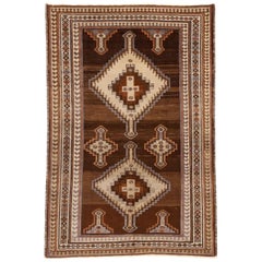 Petit tapis persan Varamin Circa 1910 - Laine Brown Ivoire Orange 73999