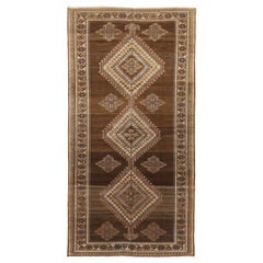 Persian Varamin Small Rug - Wool Brown Ivory Orange 74007